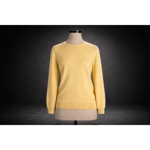 CHANEL Butter Yellow Cashmere Crewneck Sweater Minimalist Quiet Luxury XS S